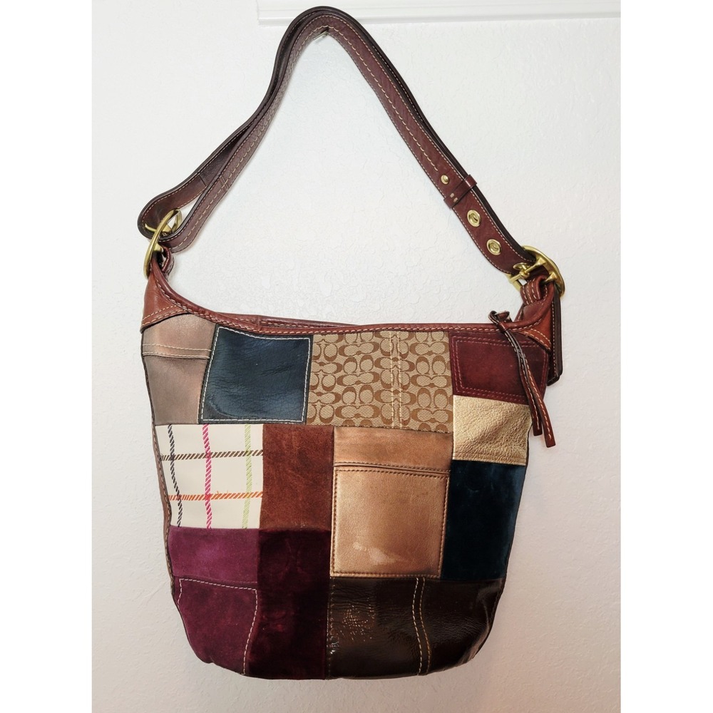 Vtg Coach Bleecker Legacy Patchwork Shoulder Bag Purse Hobo Boho - Read - Picture 3 of 17